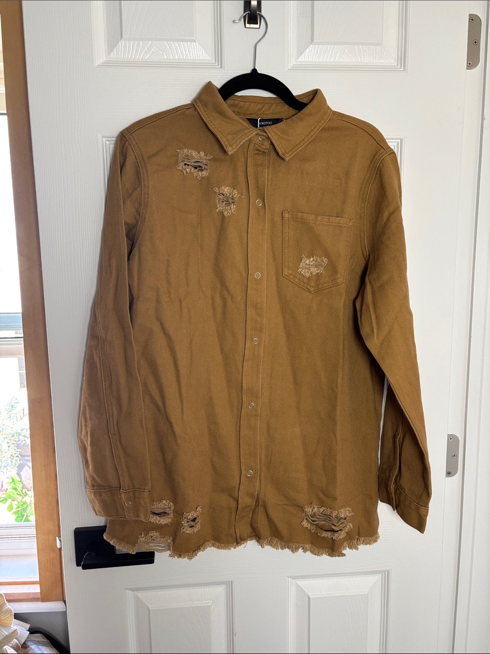 Distressed Brown Jean Jacket - Women